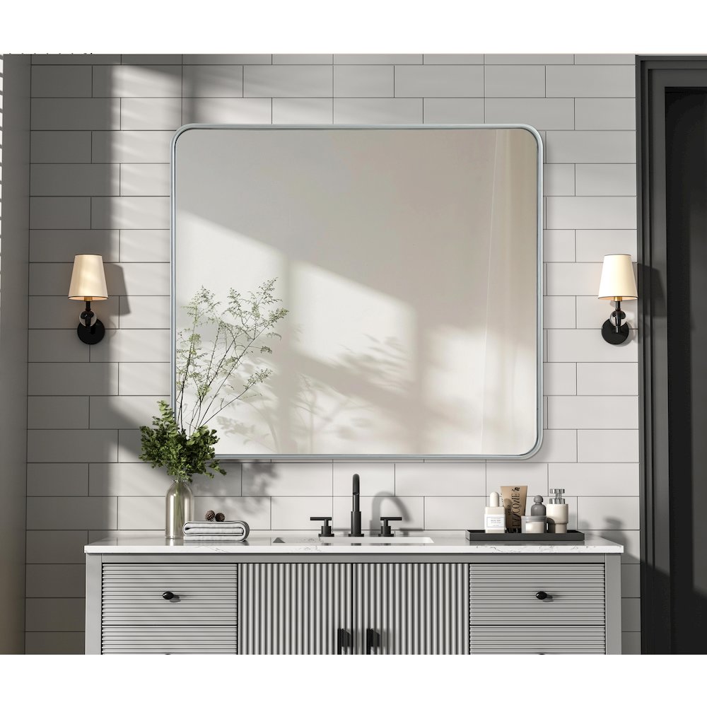 Contour Metal Rectangle Mirror 36x40 in Silver