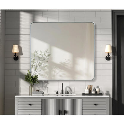 Contour Metal Rectangle Mirror 36x40 in Silver