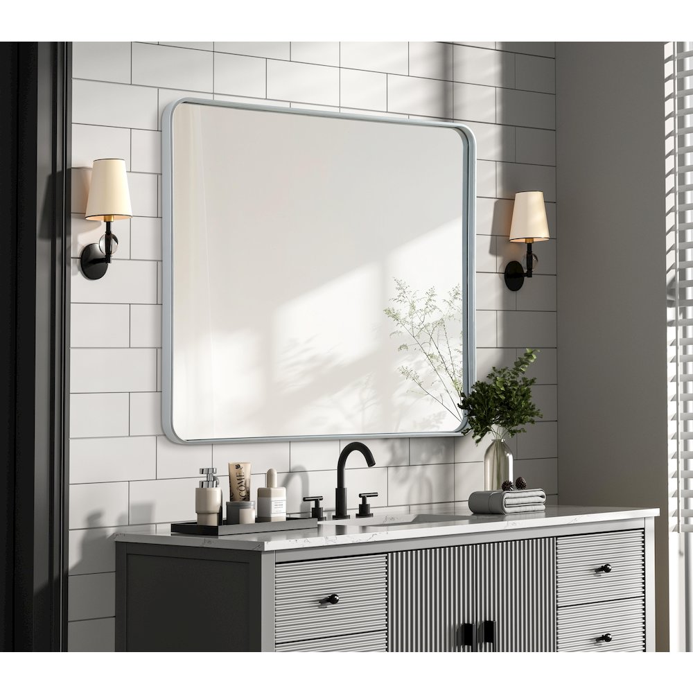 Contour Metal Rectangle Mirror 36x40 in Silver