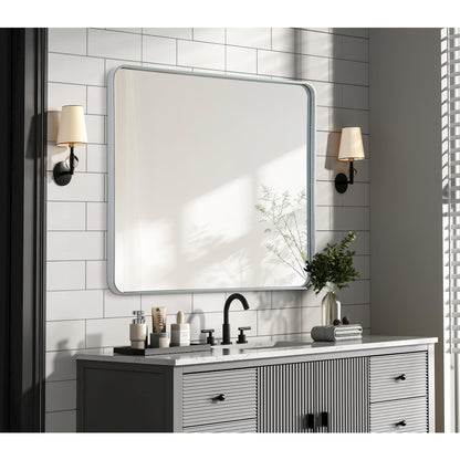Contour Metal Rectangle Mirror 36x40 in Silver