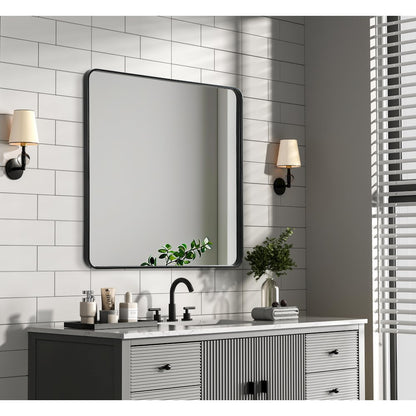 Contour Metal Square Mirror 42x42 in Black