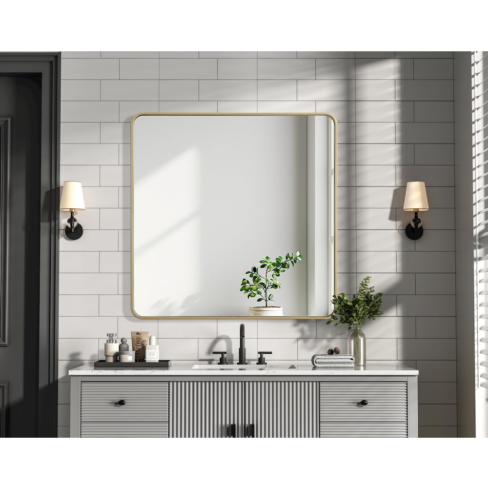 Contour Metal Square Mirror 42x42 in Brass