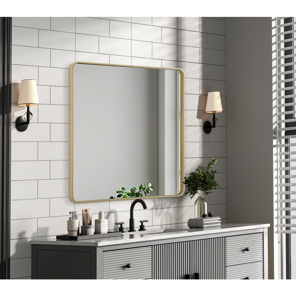 Contour Metal Square Mirror 42x42 in Brass