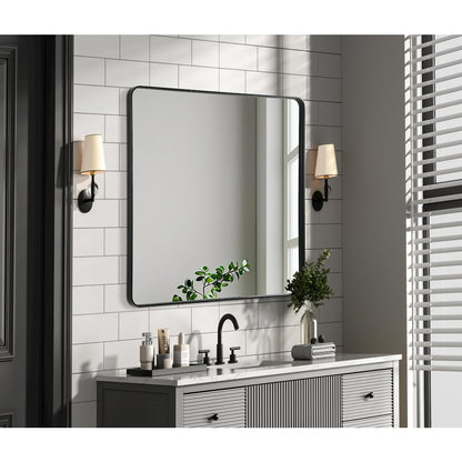 Contour Metal Square Mirror 48x48 in Black