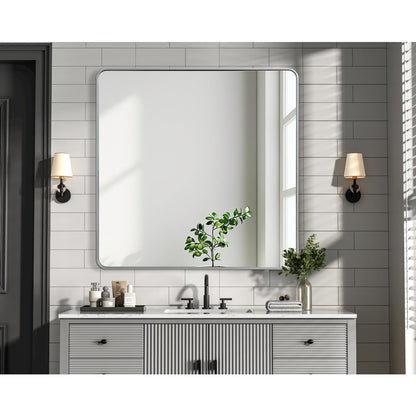 Contour Metal Square Mirror 48x48 in Silver