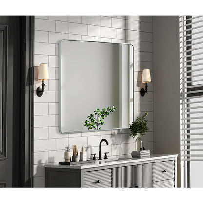 Contour Metal Square Mirror 48x48 in Silver