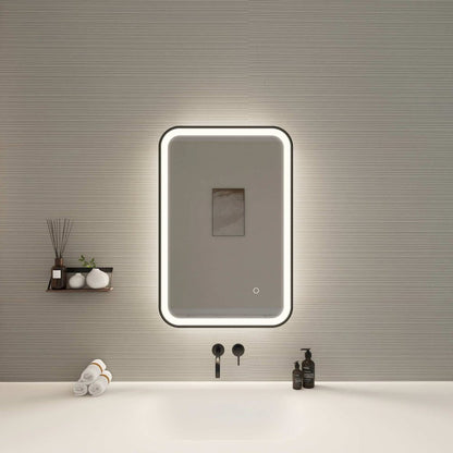 30 Inch Rectangle LED Front and Backlit Wall Mirror in Black