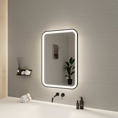 30 Inch Rectangle LED Front and Backlit Wall Mirror in Black