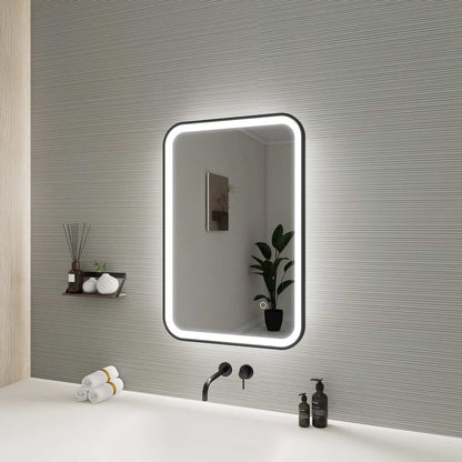 30 Inch Rectangle LED Front and Backlit Wall Mirror in Black
