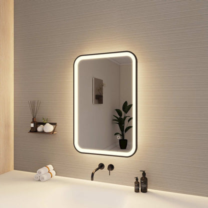 30 Inch Rectangle LED Front and Backlit Wall Mirror in Black