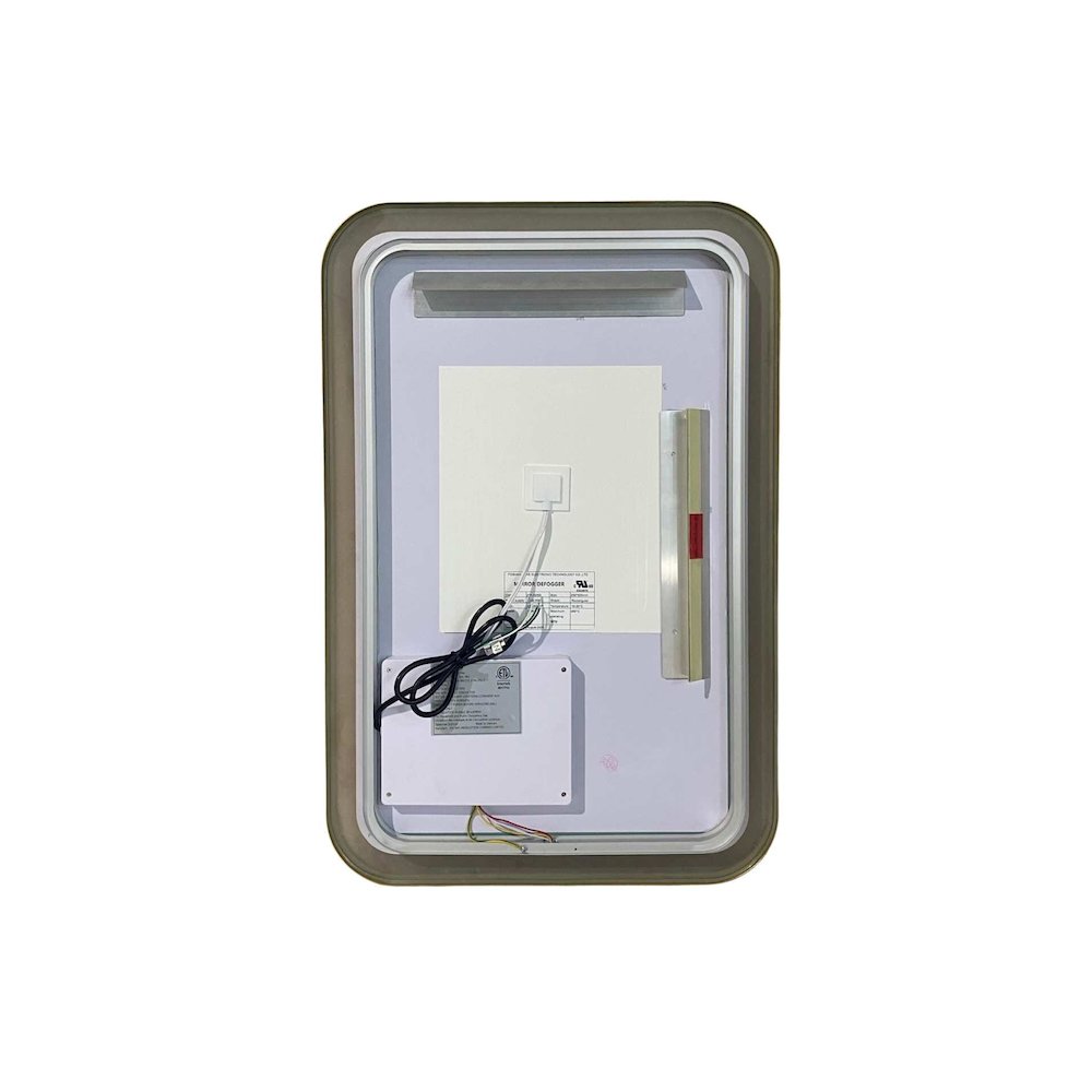 30 Inch Rectangle LED Front and Backlit Wall Mirror in Satin Gold