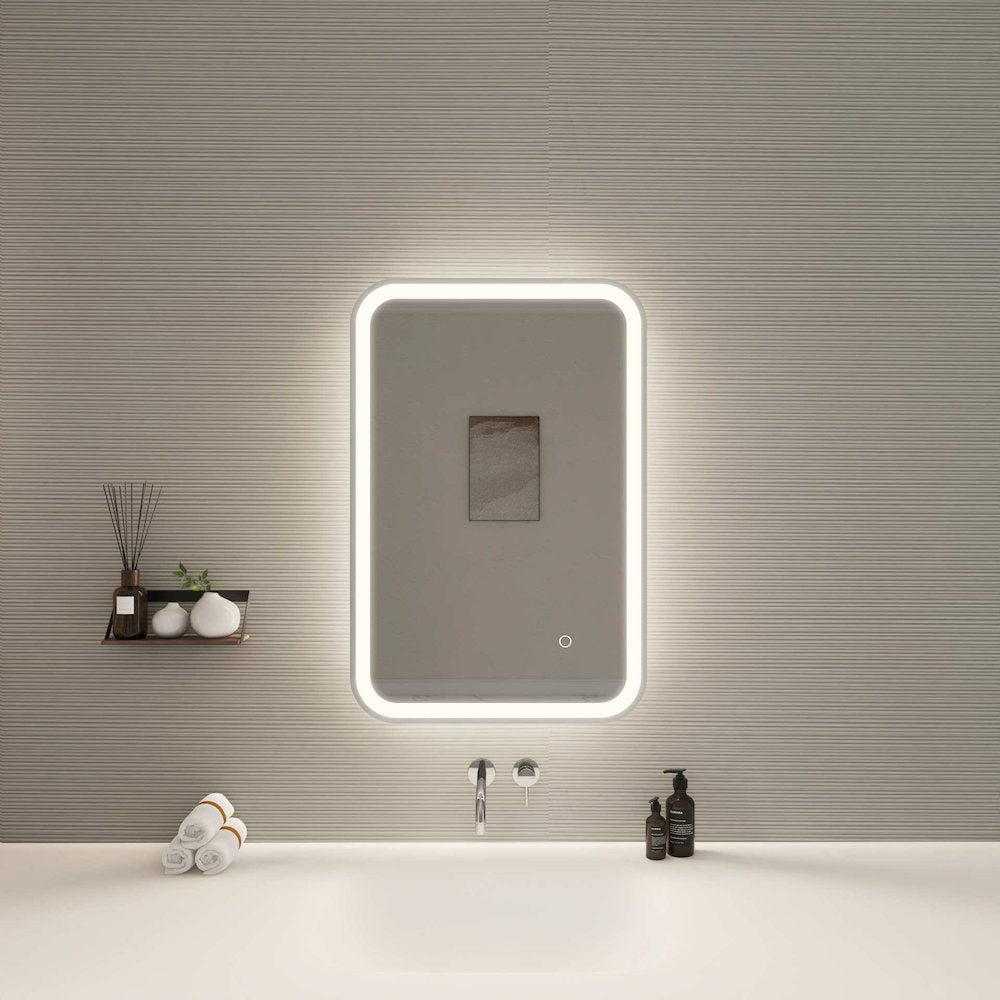 30 Inch Rectangle LED Front and Backlit Wall Mirror in Silver