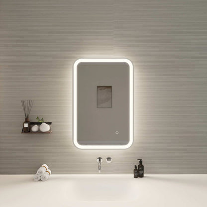 30 Inch Rectangle LED Front and Backlit Wall Mirror in Silver