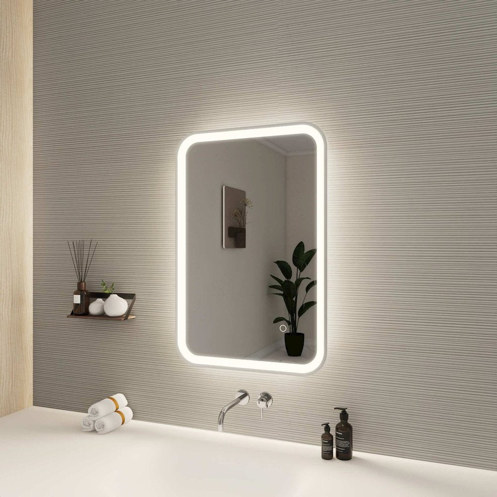 30 Inch Rectangle LED Front and Backlit Wall Mirror in Silver