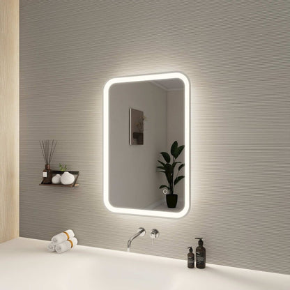 30 Inch Rectangle LED Front and Backlit Wall Mirror in Silver