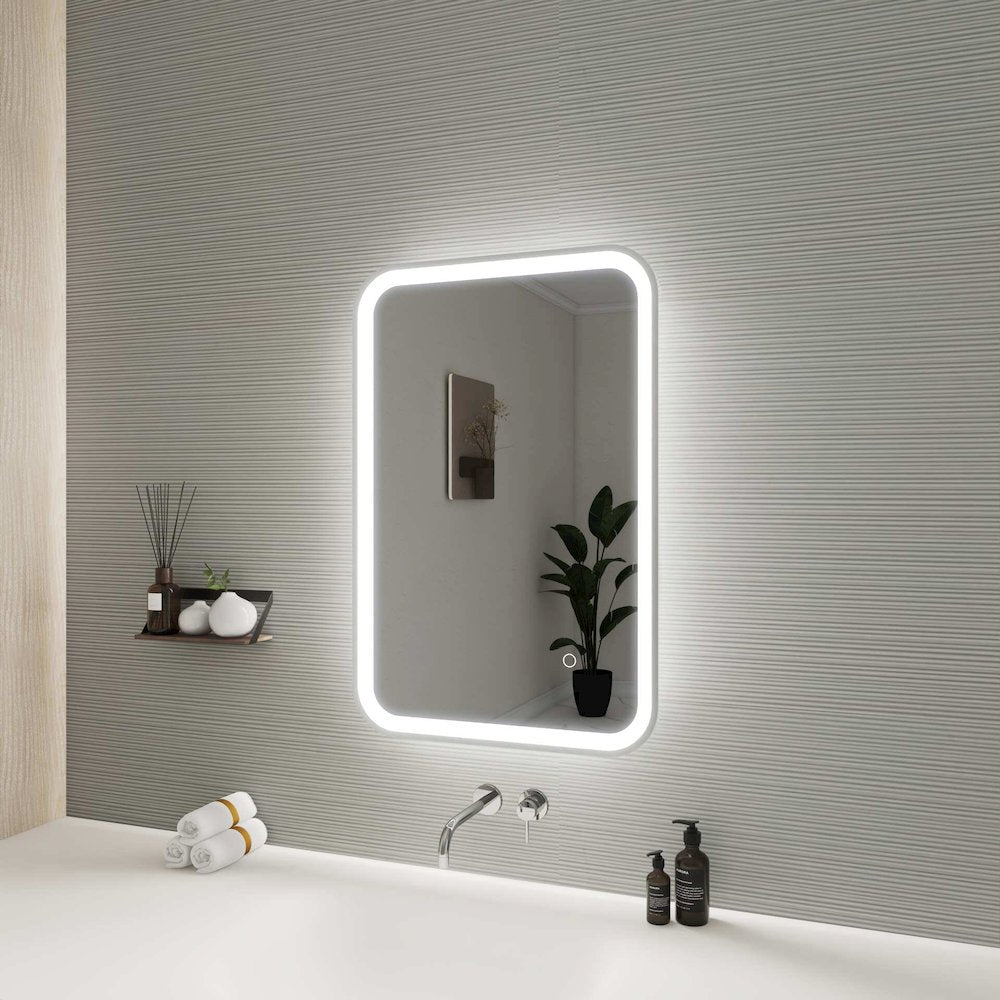 30 Inch Rectangle LED Front and Backlit Wall Mirror in Silver