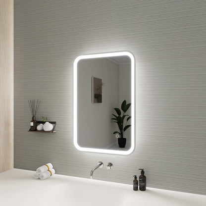 30 Inch Rectangle LED Front and Backlit Wall Mirror in Silver