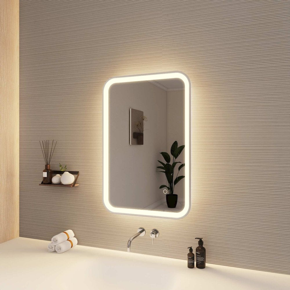 30 Inch Rectangle LED Front and Backlit Wall Mirror in Silver