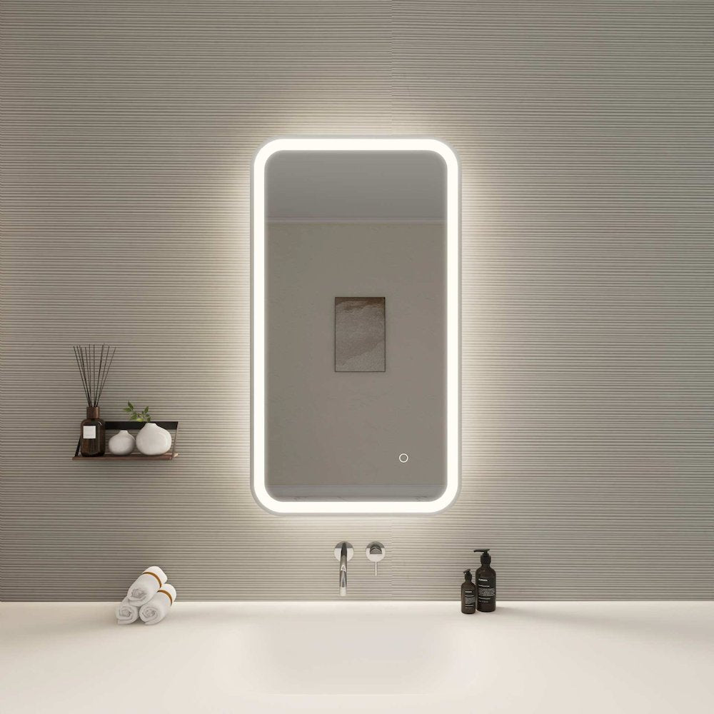 36 Inch Rectangle LED Front and Backlit Wall Mirror in Silver