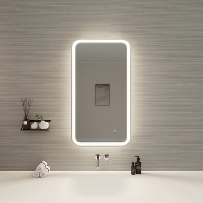 36 Inch Rectangle LED Front and Backlit Wall Mirror in Silver