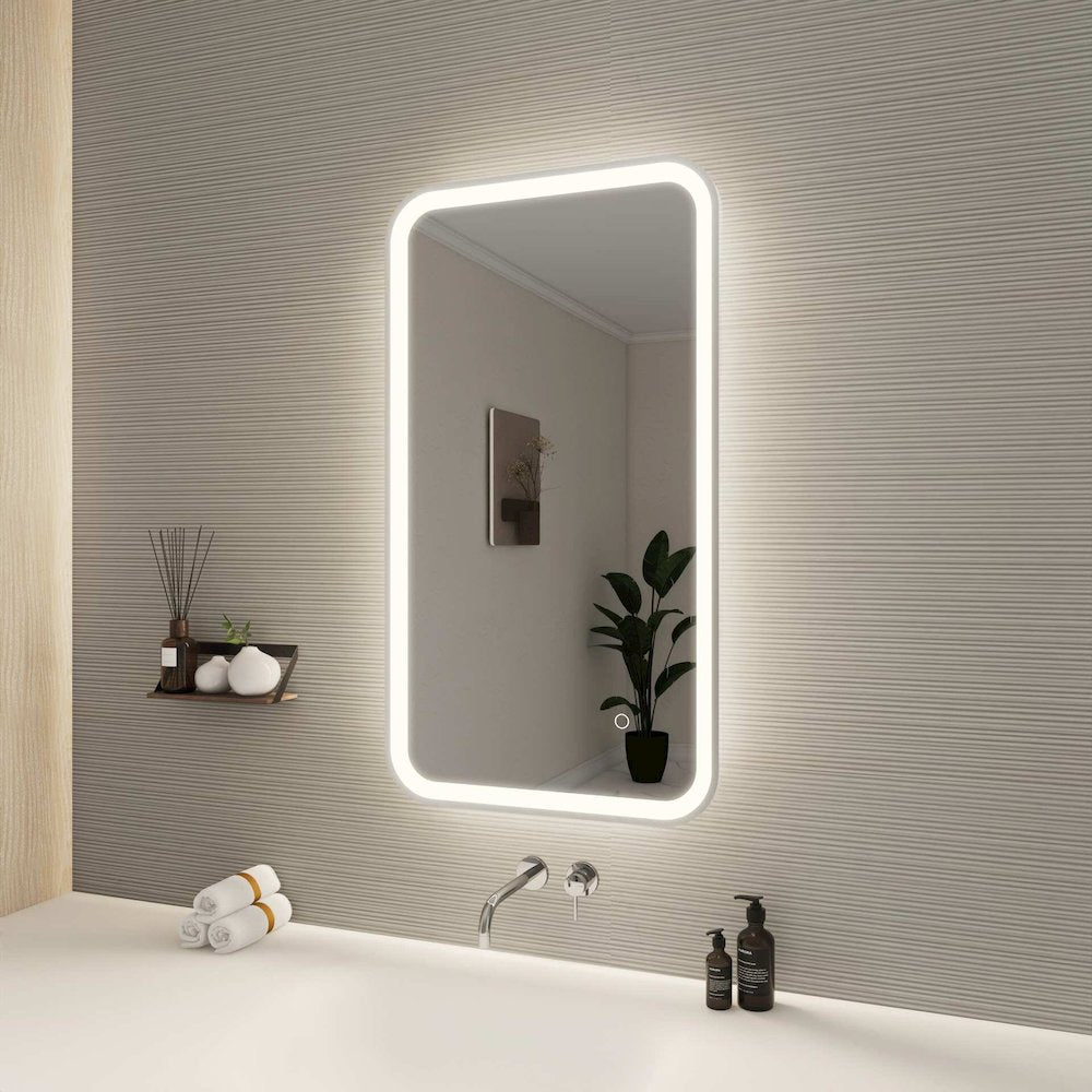 36 Inch Rectangle LED Front and Backlit Wall Mirror in Silver