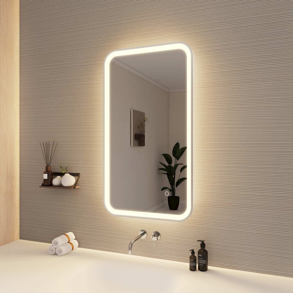 36 Inch Rectangle LED Front and Backlit Wall Mirror in Silver