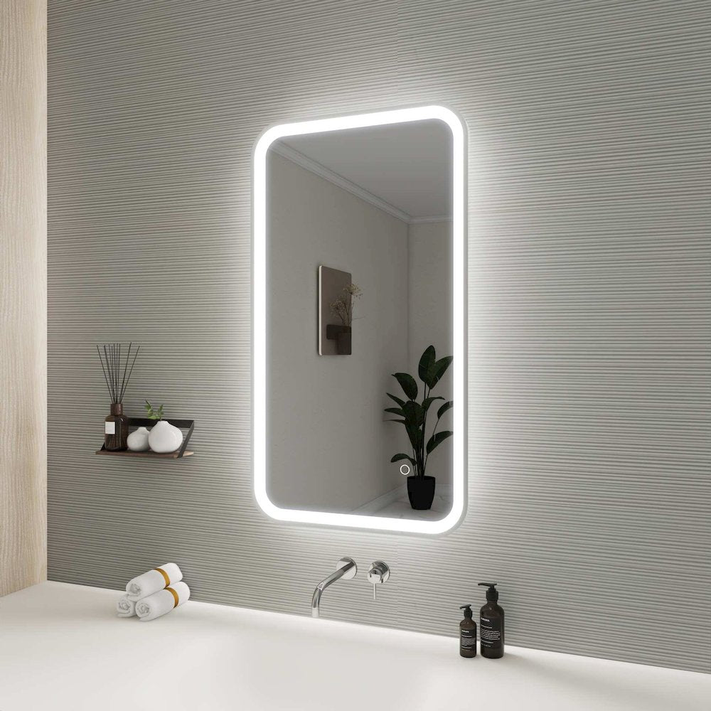 36 Inch Rectangle LED Front and Backlit Wall Mirror in Silver