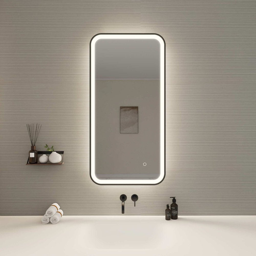 40 Inch Rectangle LED Front and Backlit Wall Mirror in Black