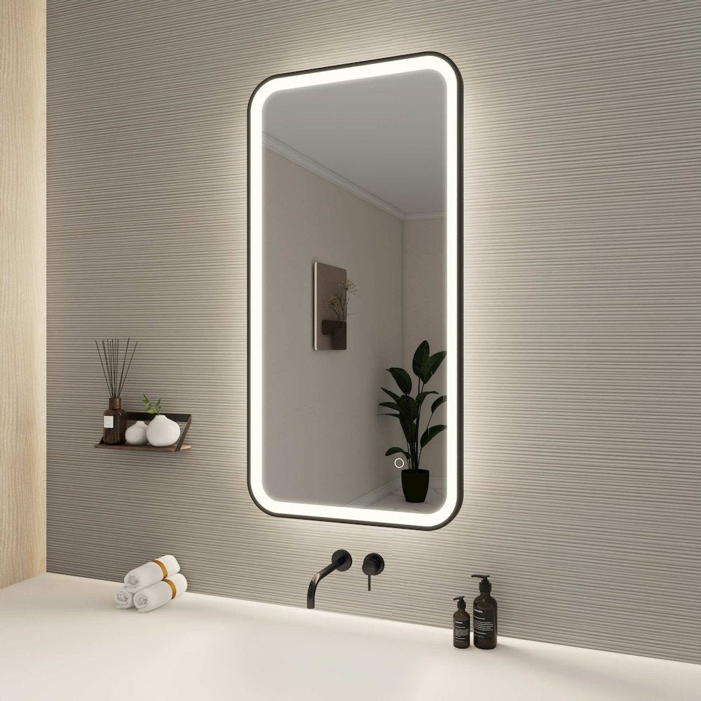 40 Inch Rectangle LED Front and Backlit Wall Mirror in Black