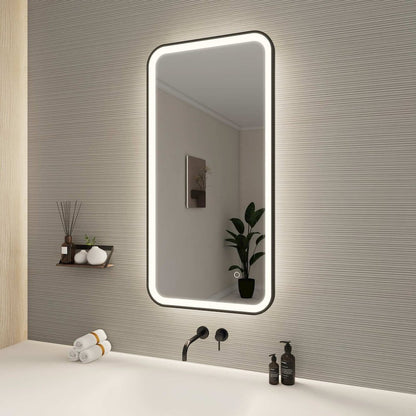 40 Inch Rectangle LED Front and Backlit Wall Mirror in Black