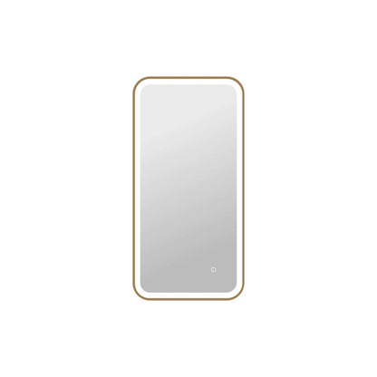 40 Inch Rectangle LED Front and Backlit Wall Mirror in Satin Gold