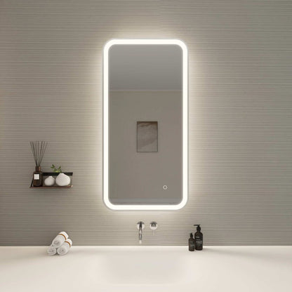 40 Inch Rectangle LED Front and Backlit Wall Mirror in Silver