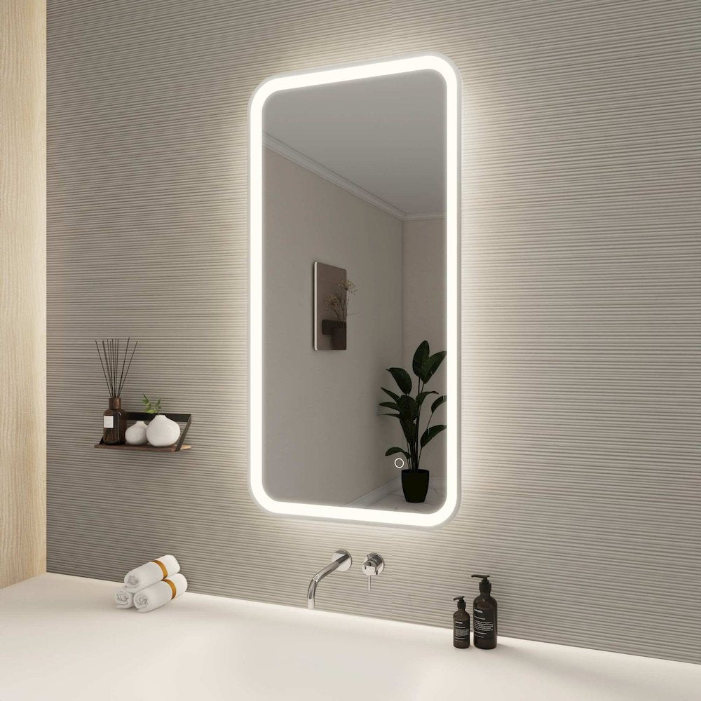 40 Inch Rectangle LED Front and Backlit Wall Mirror in Silver