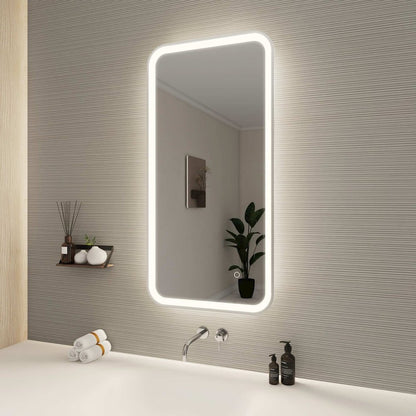 40 Inch Rectangle LED Front and Backlit Wall Mirror in Silver