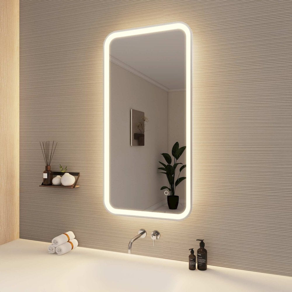 40 Inch Rectangle LED Front and Backlit Wall Mirror in Silver