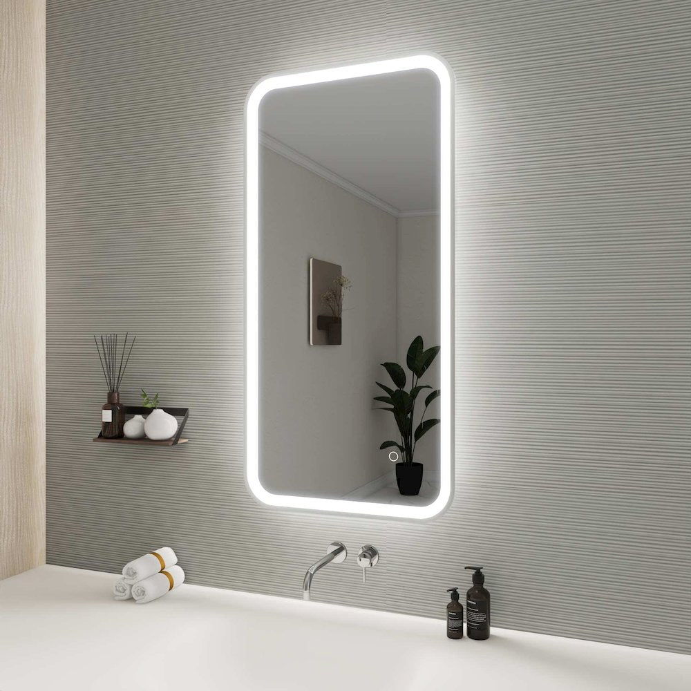 40 Inch Rectangle LED Front and Backlit Wall Mirror in Silver