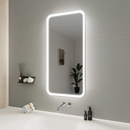 40 Inch Rectangle LED Front and Backlit Wall Mirror in Silver