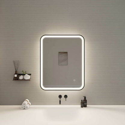 30 Inch Rectangle LED Front and Backlit Wall Mirror in Black