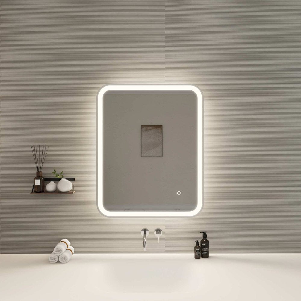 30 Inch Rectangle LED Front and Backlit Wall Mirror in Silver