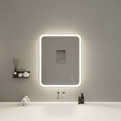 30 Inch Rectangle LED Front and Backlit Wall Mirror in Silver