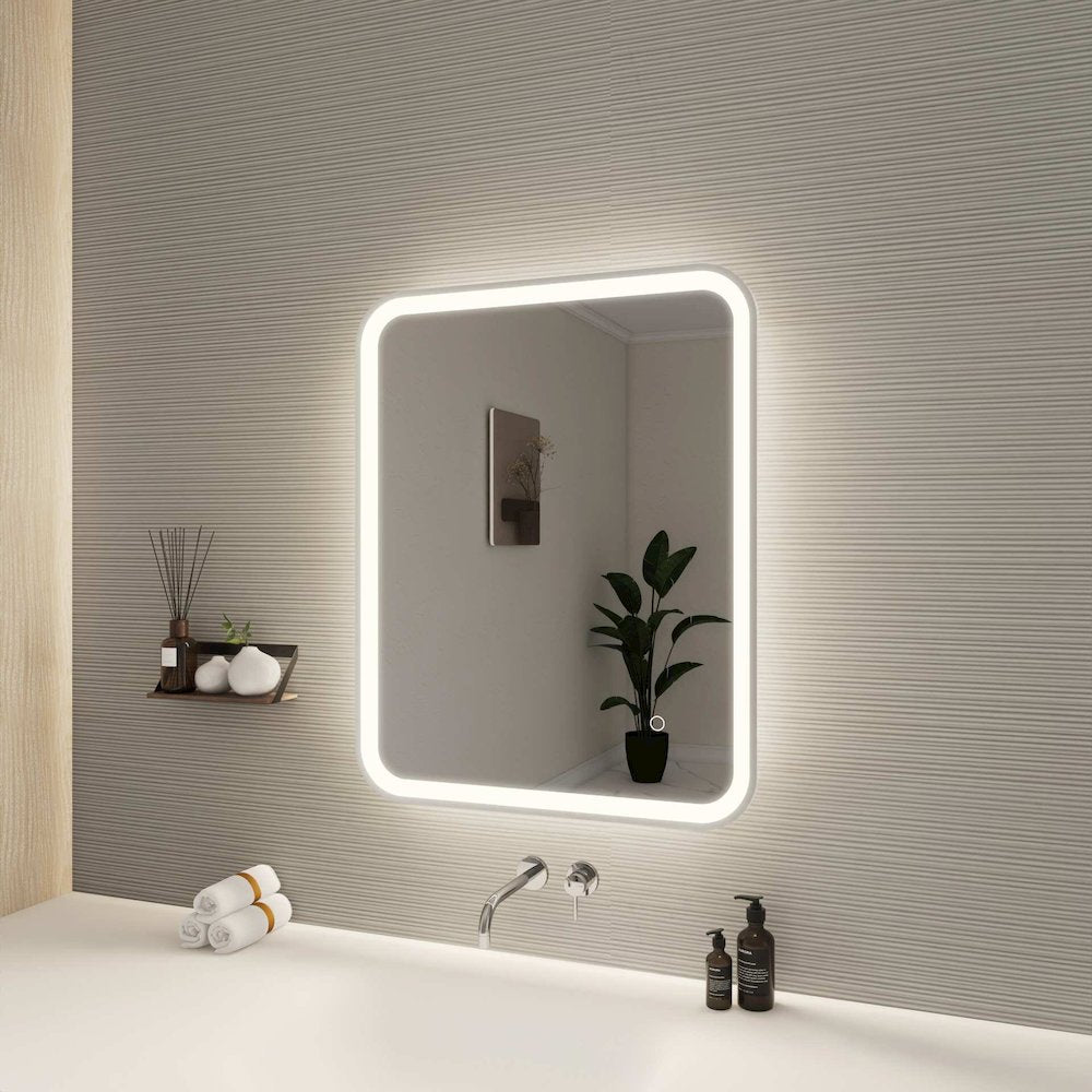 30 Inch Rectangle LED Front and Backlit Wall Mirror in Silver