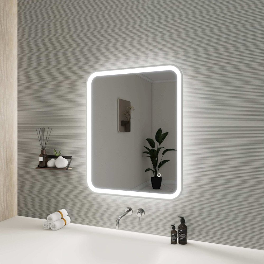 30 Inch Rectangle LED Front and Backlit Wall Mirror in Silver
