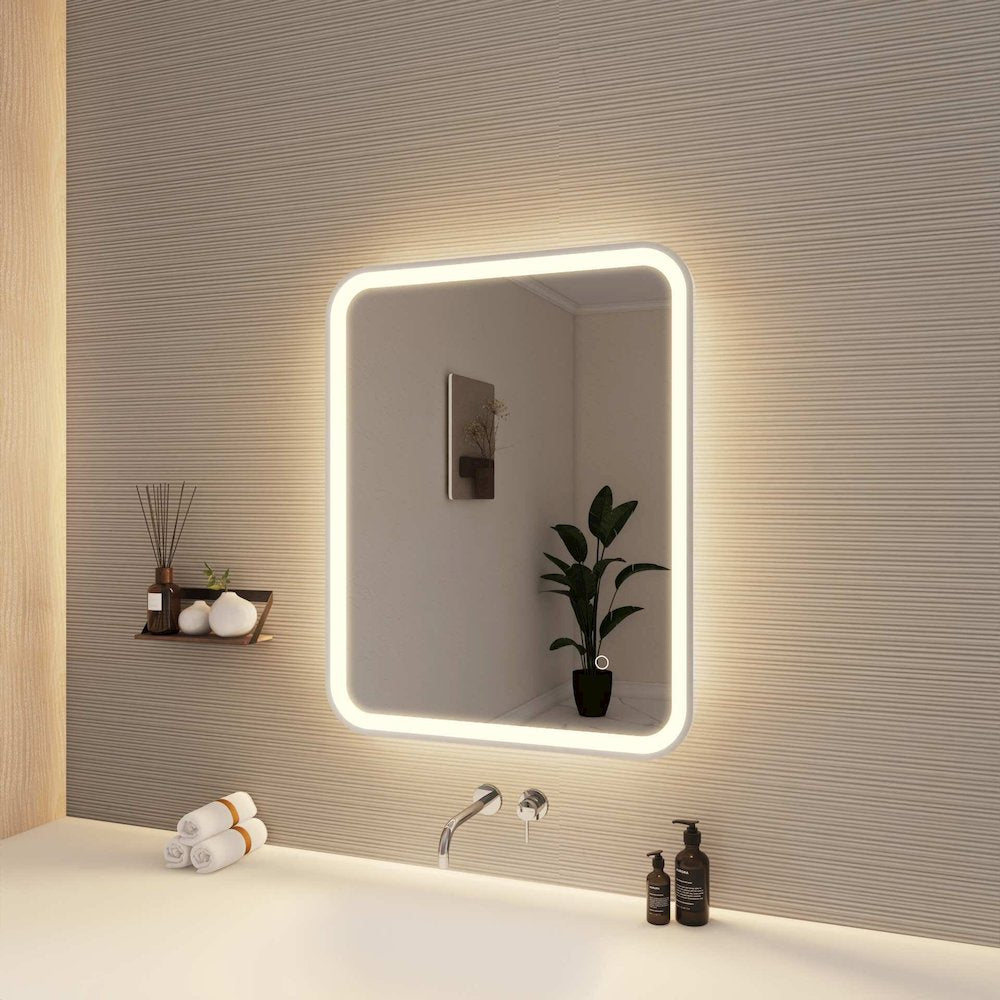 30 Inch Rectangle LED Front and Backlit Wall Mirror in Silver