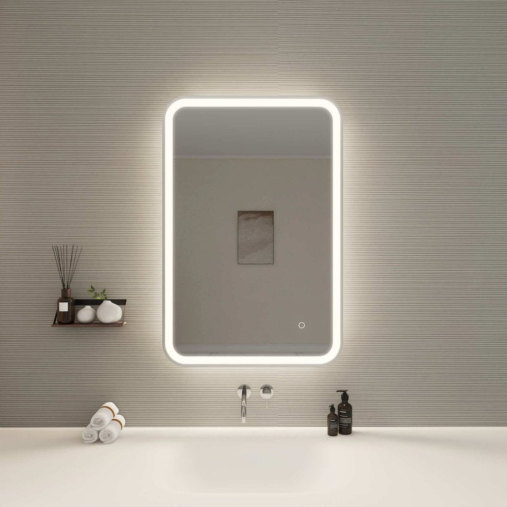 36 Inch Rectangle LED Front and Backlit Wall Mirror in Silver