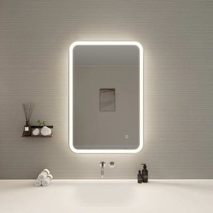 36 Inch Rectangle LED Front and Backlit Wall Mirror in Silver