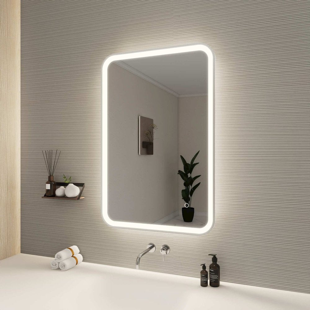 36 Inch Rectangle LED Front and Backlit Wall Mirror in Silver