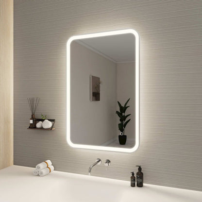 36 Inch Rectangle LED Front and Backlit Wall Mirror in Silver