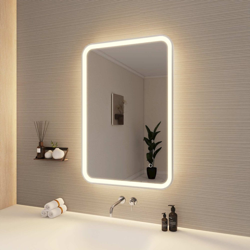 36 Inch Rectangle LED Front and Backlit Wall Mirror in Silver