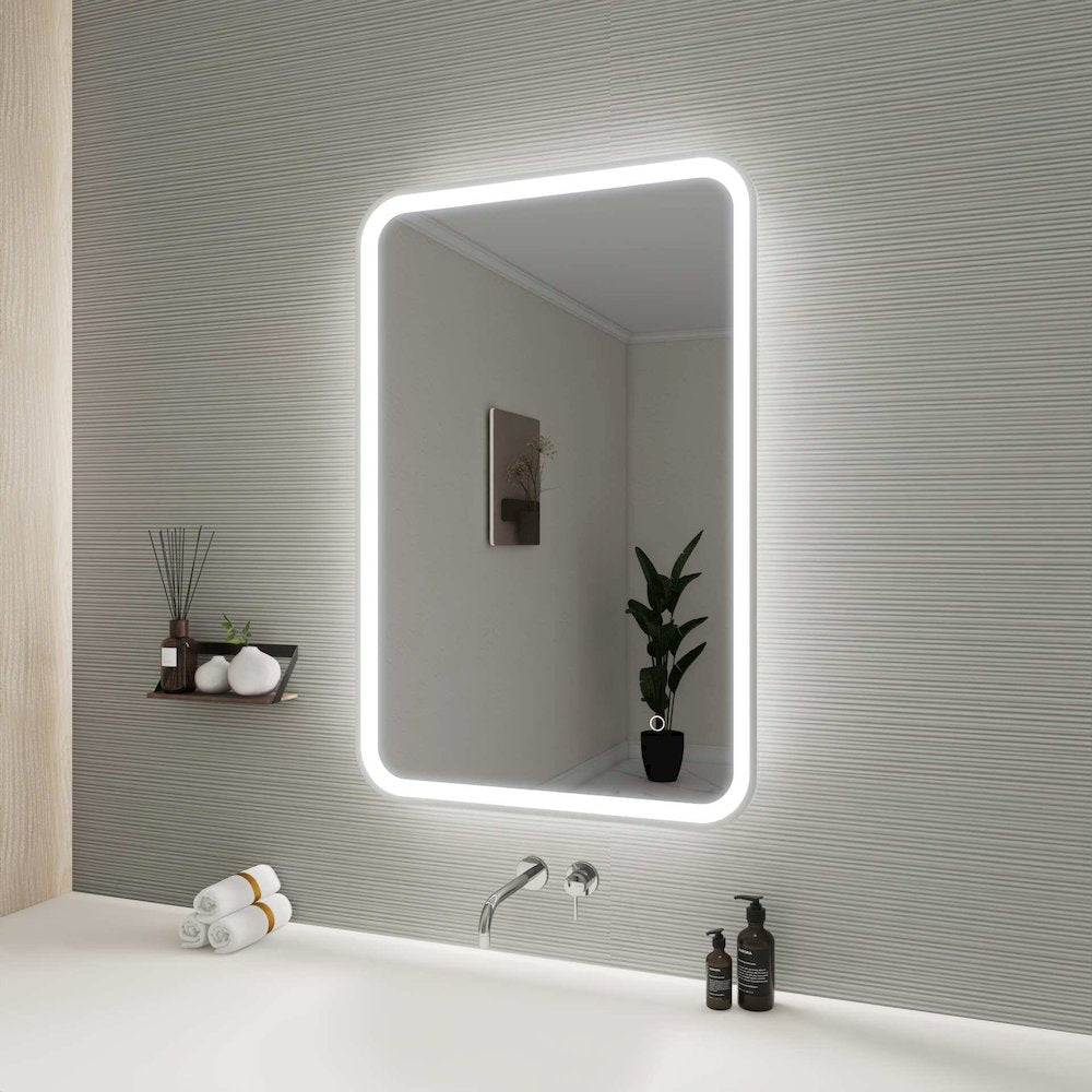36 Inch Rectangle LED Front and Backlit Wall Mirror in Silver