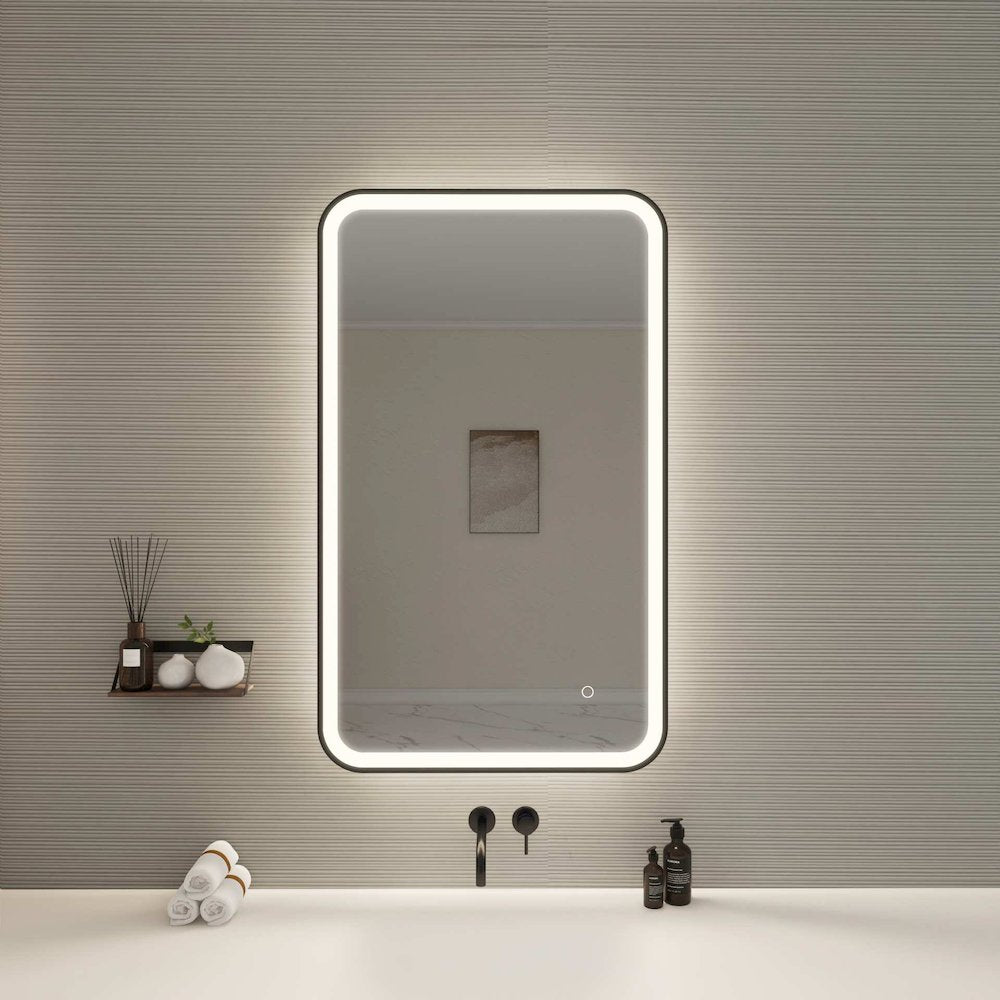 40 Inch Rectangle LED Front and Backlit Wall Mirror in Black